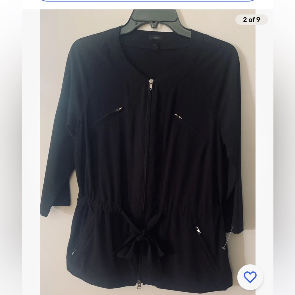 Soma Intimates Size M Lightweight Zip up Jacket Bow Tie Waist Black EUC!.